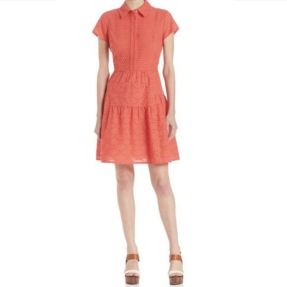 DVF Skylar Ocean Coral Eyelet Dress NWT